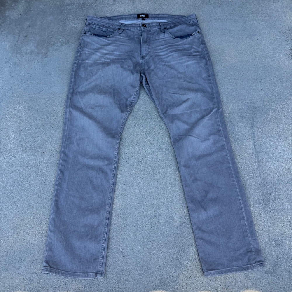 PAIGE Federal Slim Straight Leg Grey Jeans Mens Size 40 Made in USA Stretch